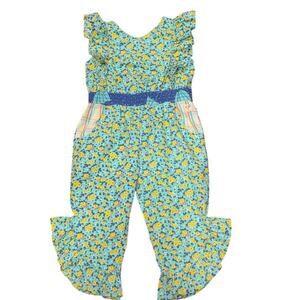 Wild Flowers Girls Floral Ruffle Jumpsuit Romper – Size 4